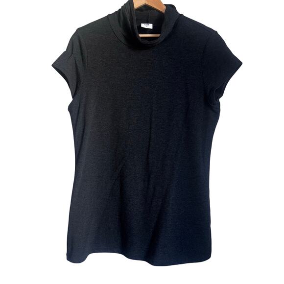 CAbi Cap Sleeve Mock Neck Charcoal Gray Medium Top - Picture 1 of 4